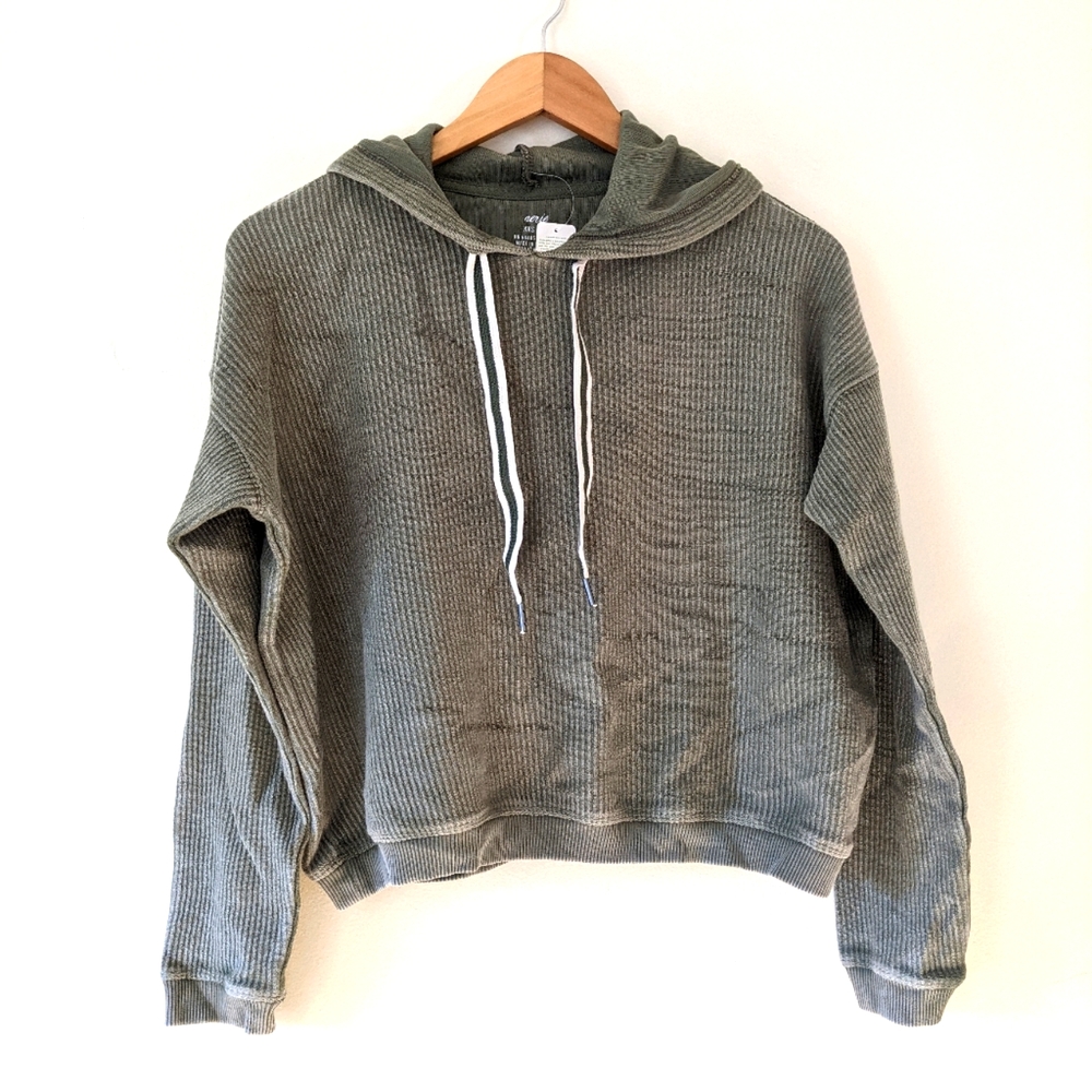 Aerie Cropped Corded Hoodie NWT